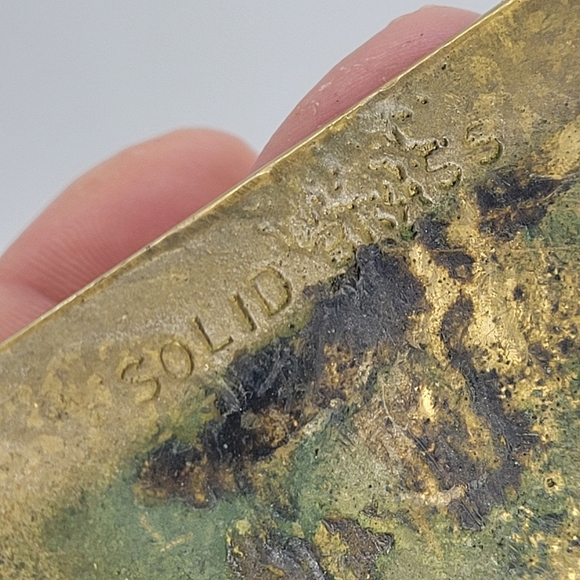 Vintage  "I'D RATHER BE FLYING" Solid Brass Buckle Green Patina Taiwan 849 - Picture 4 of 8